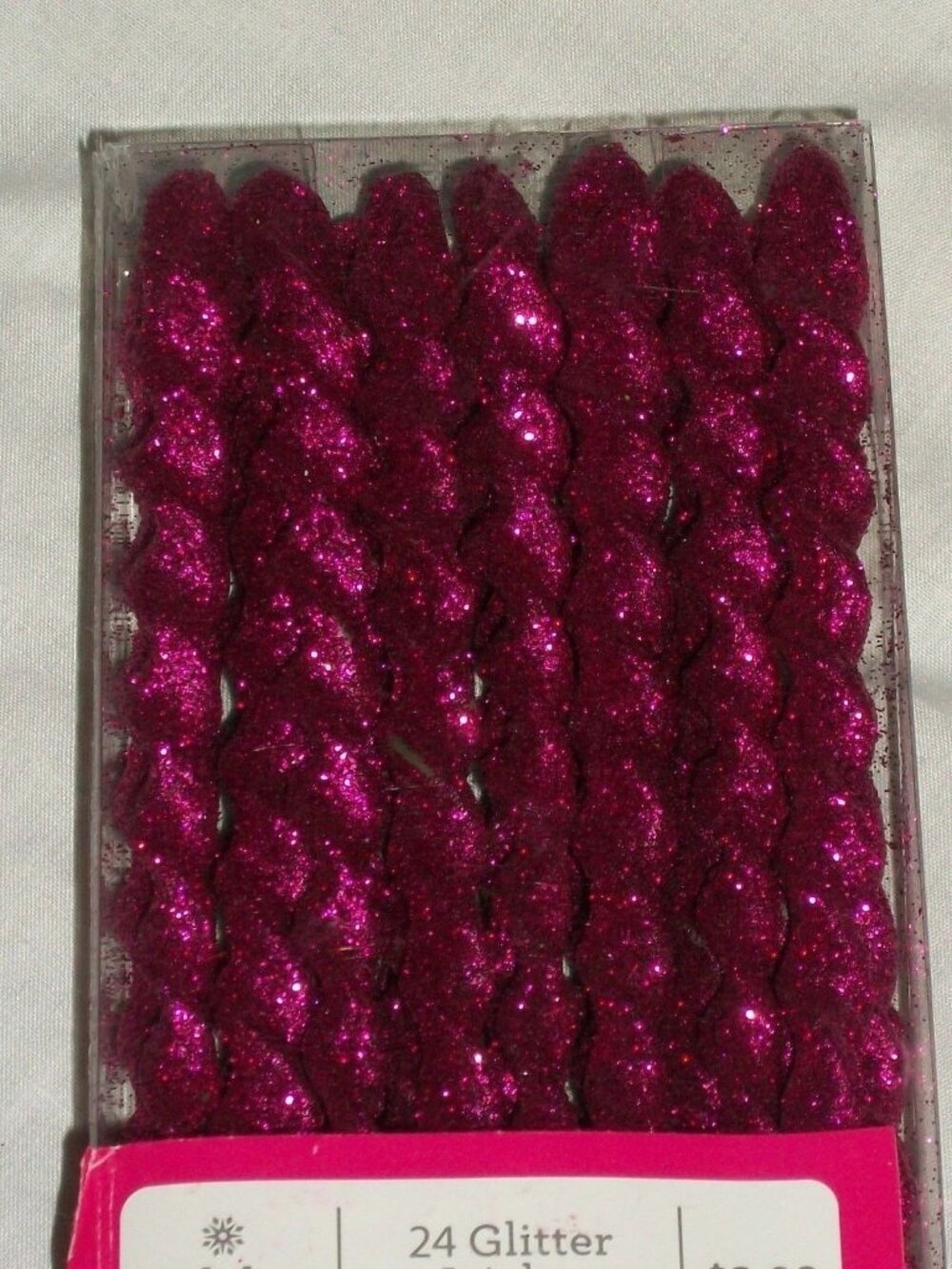 24 Holiday Time Hot Pink Glitter Icicle Ornament Christmas Tree